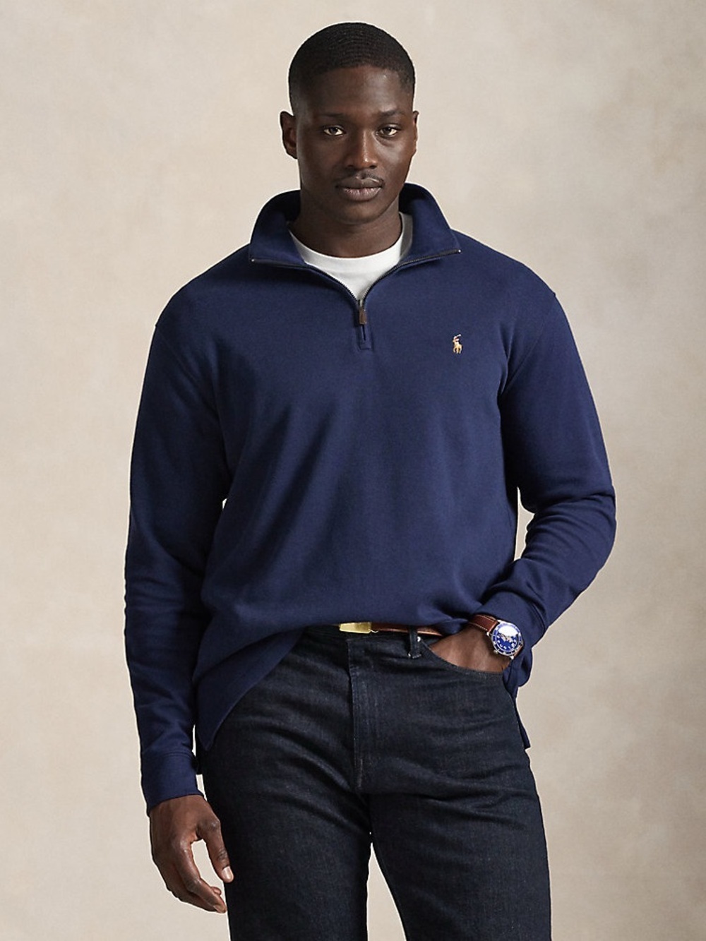 Polo Ralph Lauren Estate Rib Quarter Zip Pullover XL Cruise Navy Sweater
